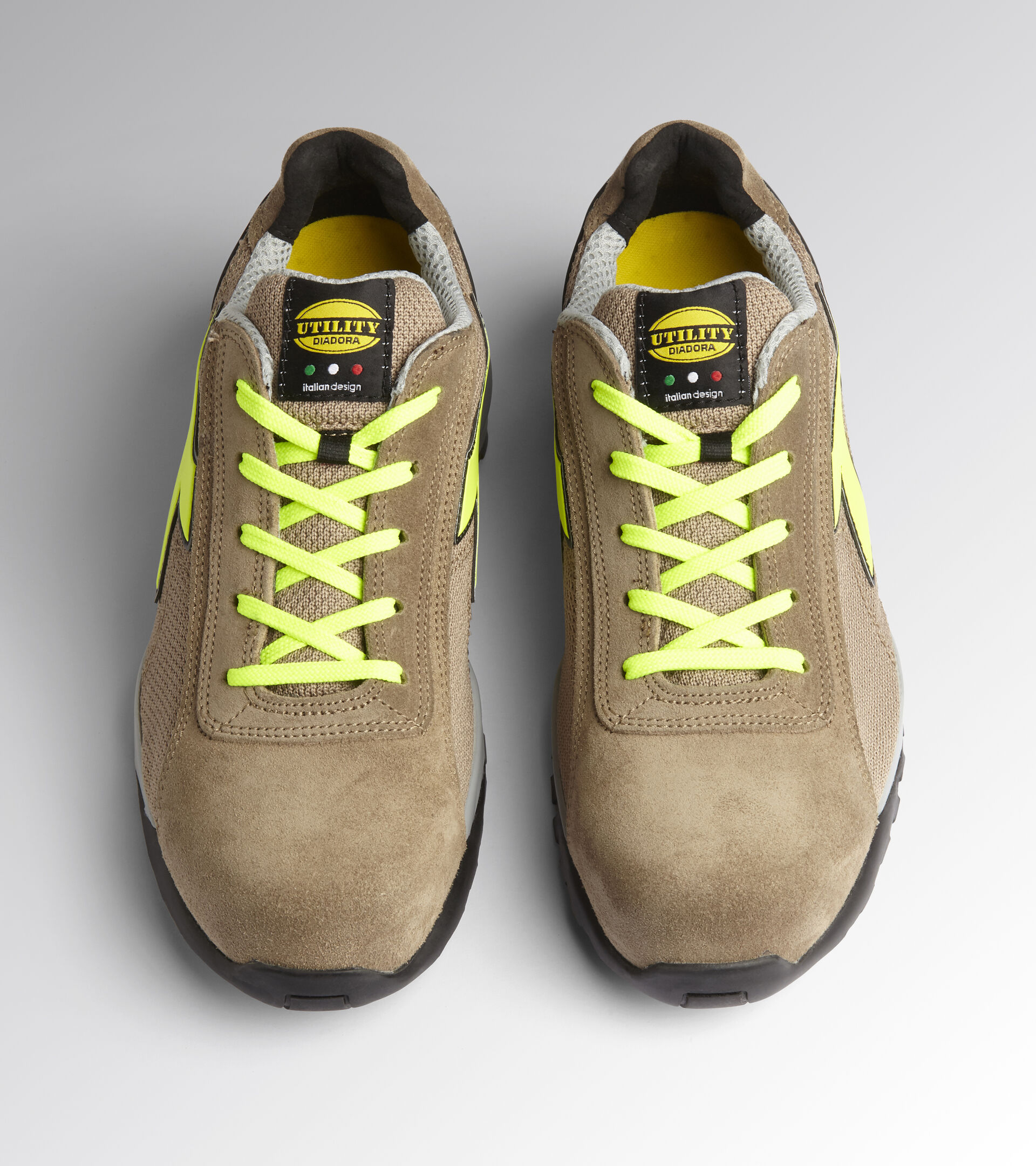 GLOVE MDS TEXT LOW S1P HRO SRC, BROWN TOBACCO/YELLOW FLUO, hi-res