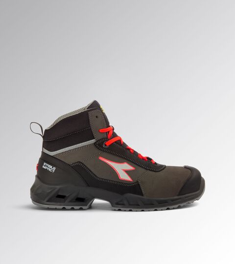 Scarpa antinfortunistica alta SHARK STAB IMP LEAT MID S3 SRC ESD NERO/ROSSO FLUO - Utility