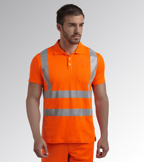POLO MC HV ISO 20471, FLUORESCENT ORANGE ISO20471 Short-sleeved work polo shirt POLO MC HV ISO 20471 FLUORESCENT ORANGE ISO20471 - Utility