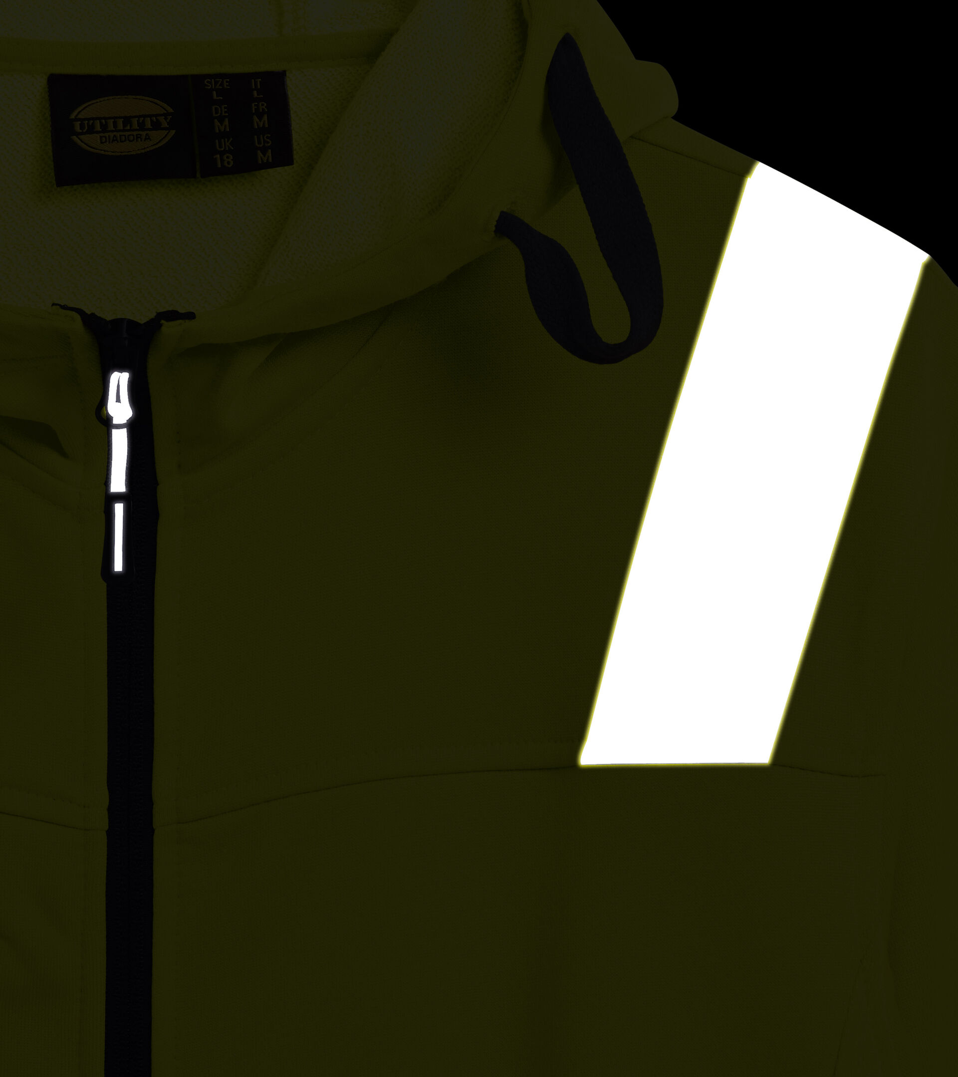 HOODIE FZ HV 20471:2013 2, FLUORESCENT YELLOW ISO20471, hi-res