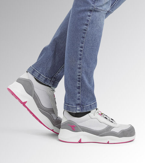 Chaussure de securit&eacute; basses - Femme ATHENA TEXT LOW S1PL FO SR ESD GRIS VIOLET/ROUGE FRAMBOISE - Utility