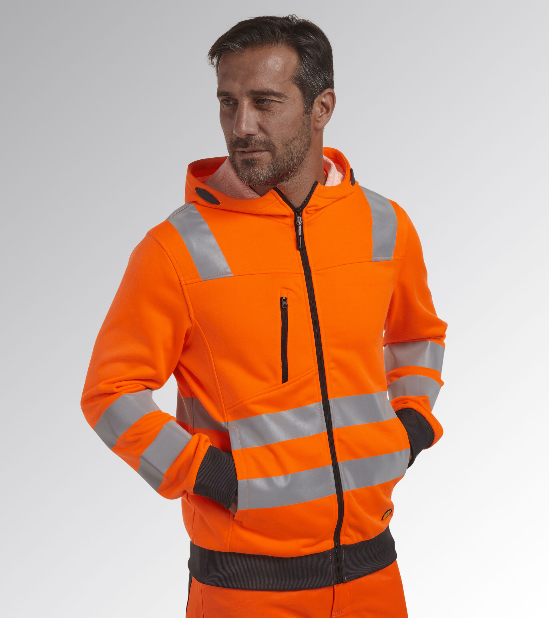 HOODIE FZ HV 20471:2013 2, FLUORESCENT ORANGE ISO20471, hi-res