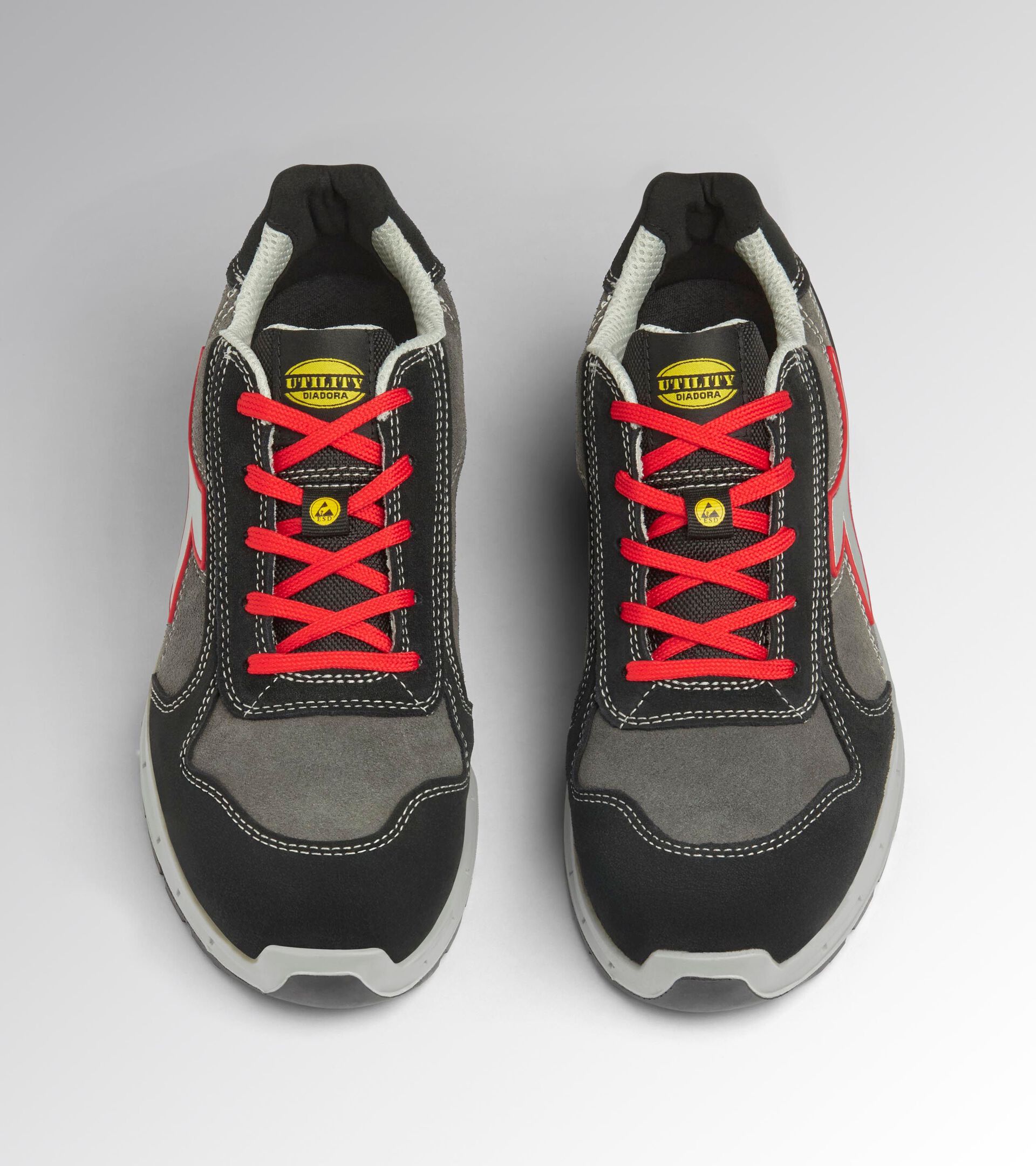 Low-top S3S safety shoes RUN A.BOX LOW S3S FO SR ESD ASPHALT/SILVER/RED - Utility