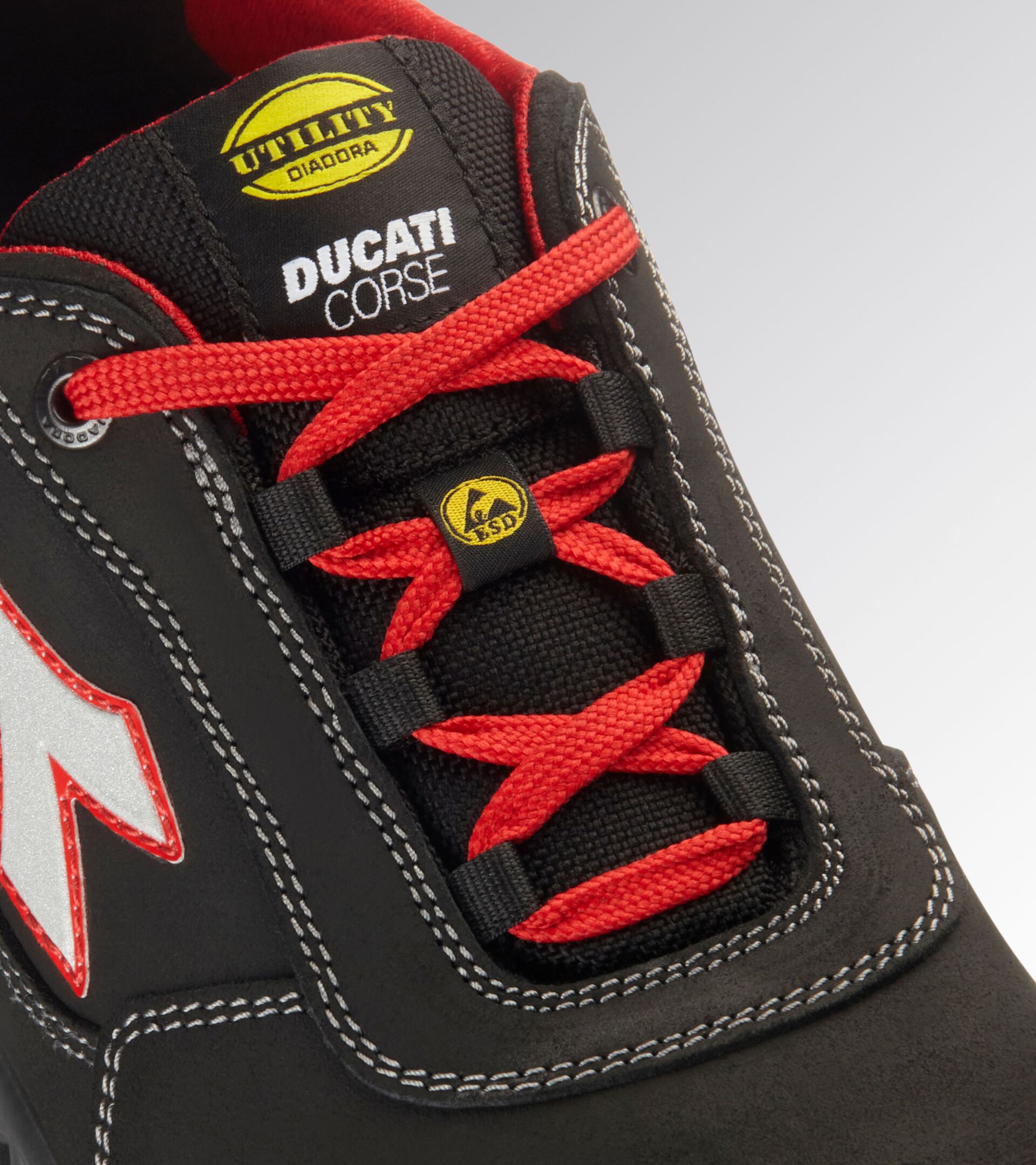 Low safety shoe - Diadora Utility x Ducati Corse SHARK ENGINE LOW S3S FO SR ESD BLACK/RED - Utility