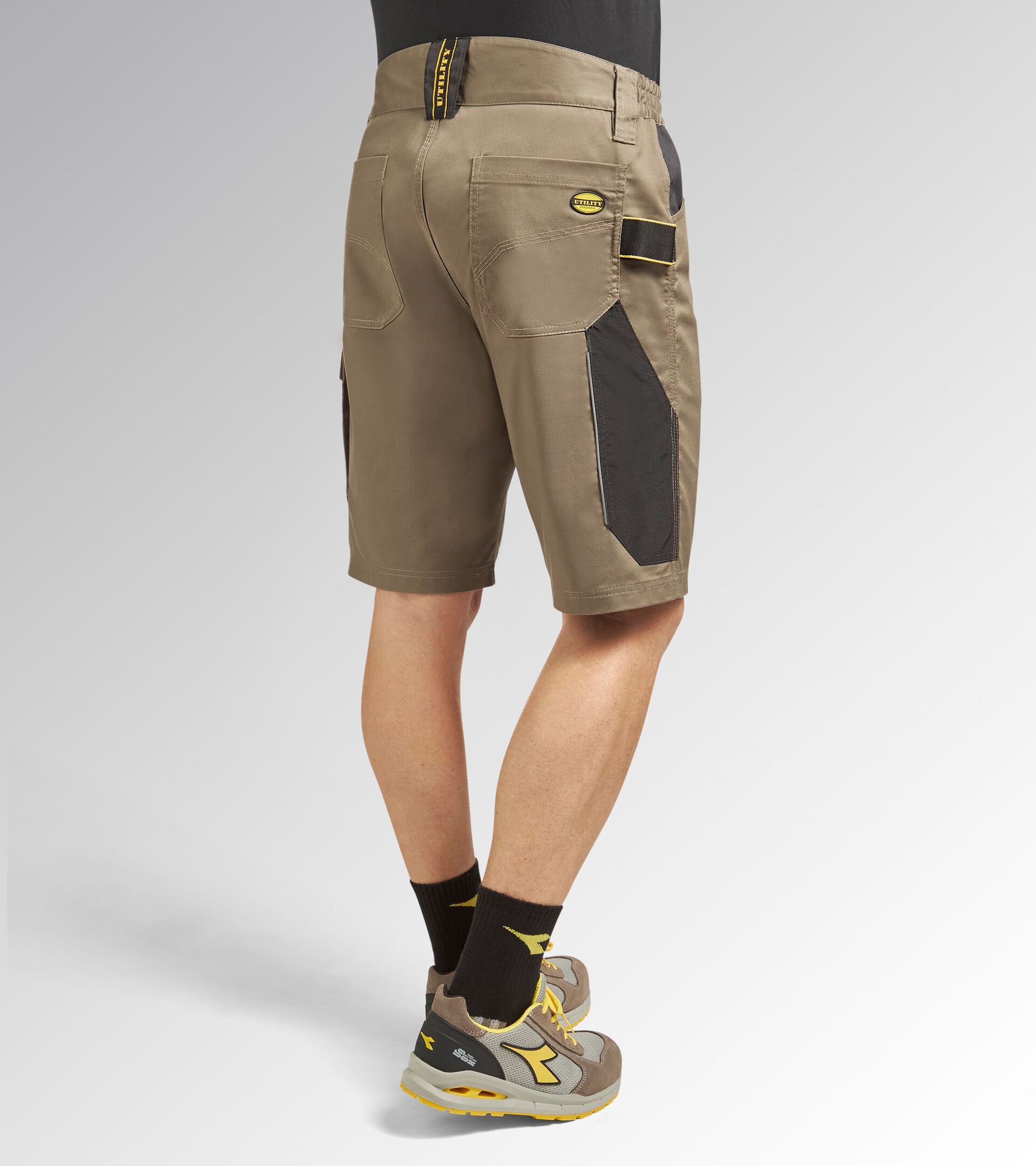 Stretch poly-cotton shorts BERMUDA POLY 2.0 BROWN GREY - Utility