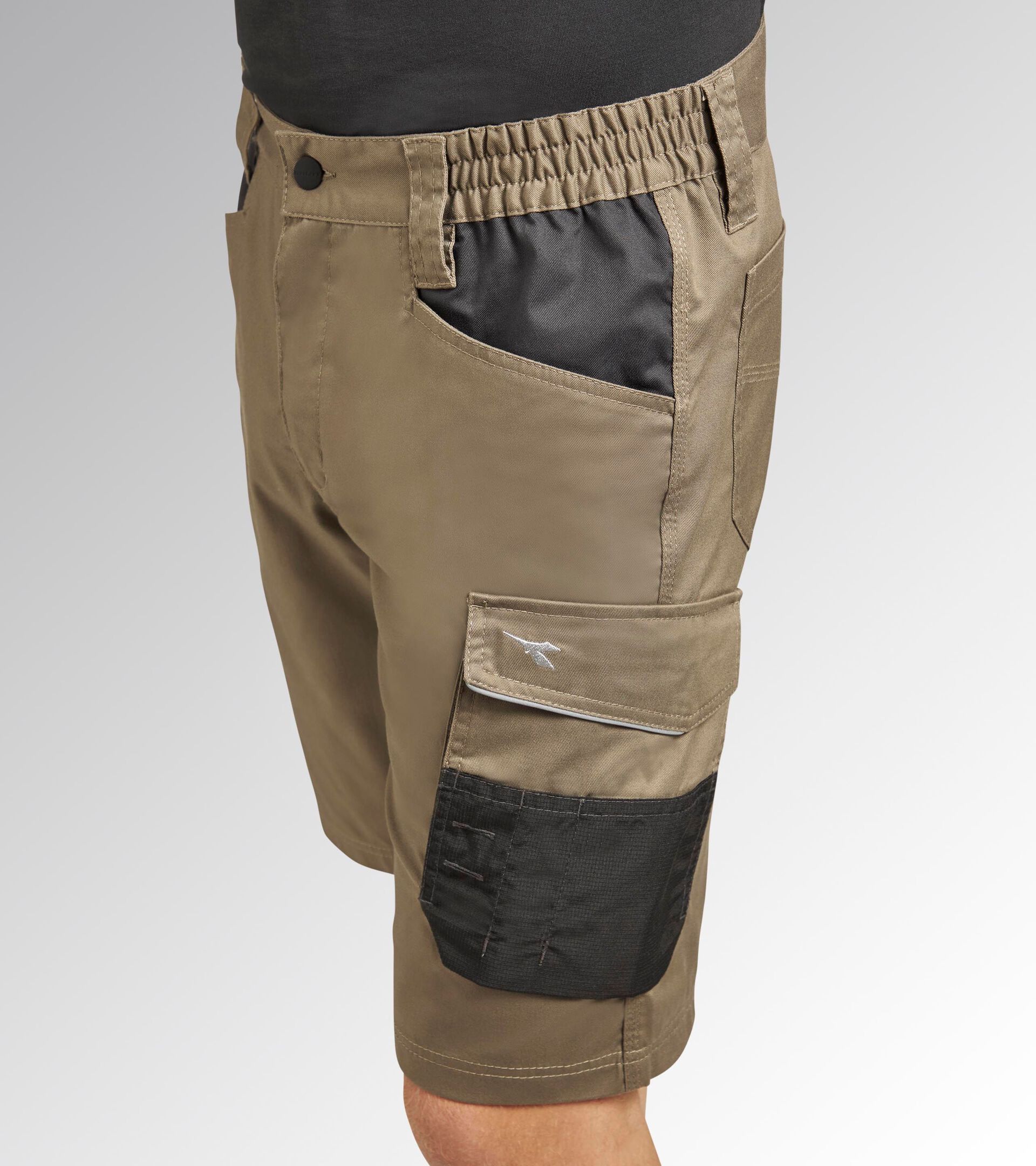 Stretch poly-cotton shorts BERMUDA POLY 2.0 BROWN GREY - Utility