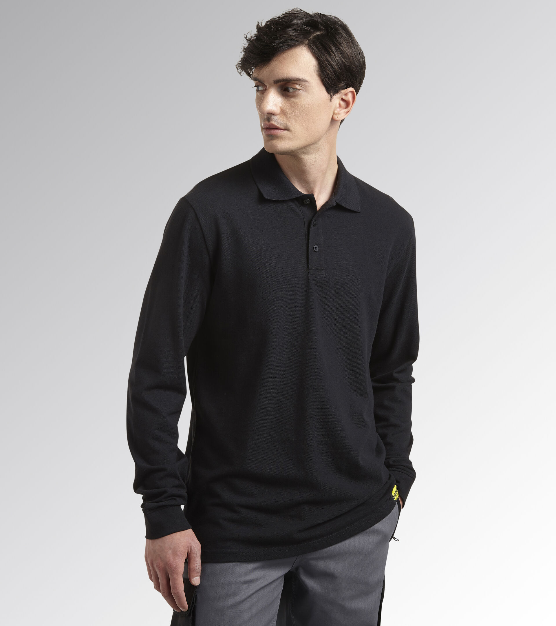 Long-sleeved work polo shirt POLO ML ATLANTIS ORGANIC BLACK - Utility