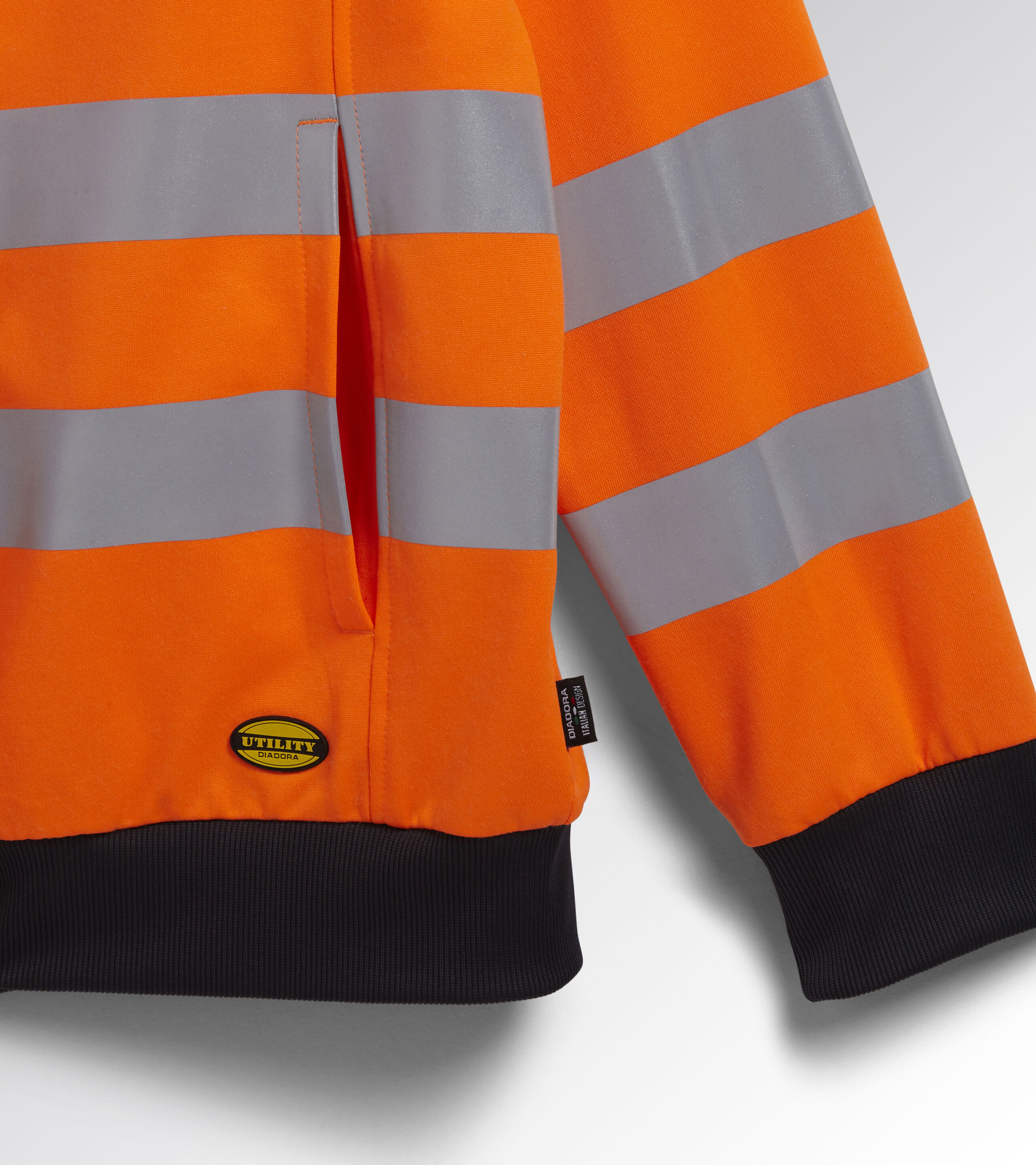 fluorescent orange sweatshirt