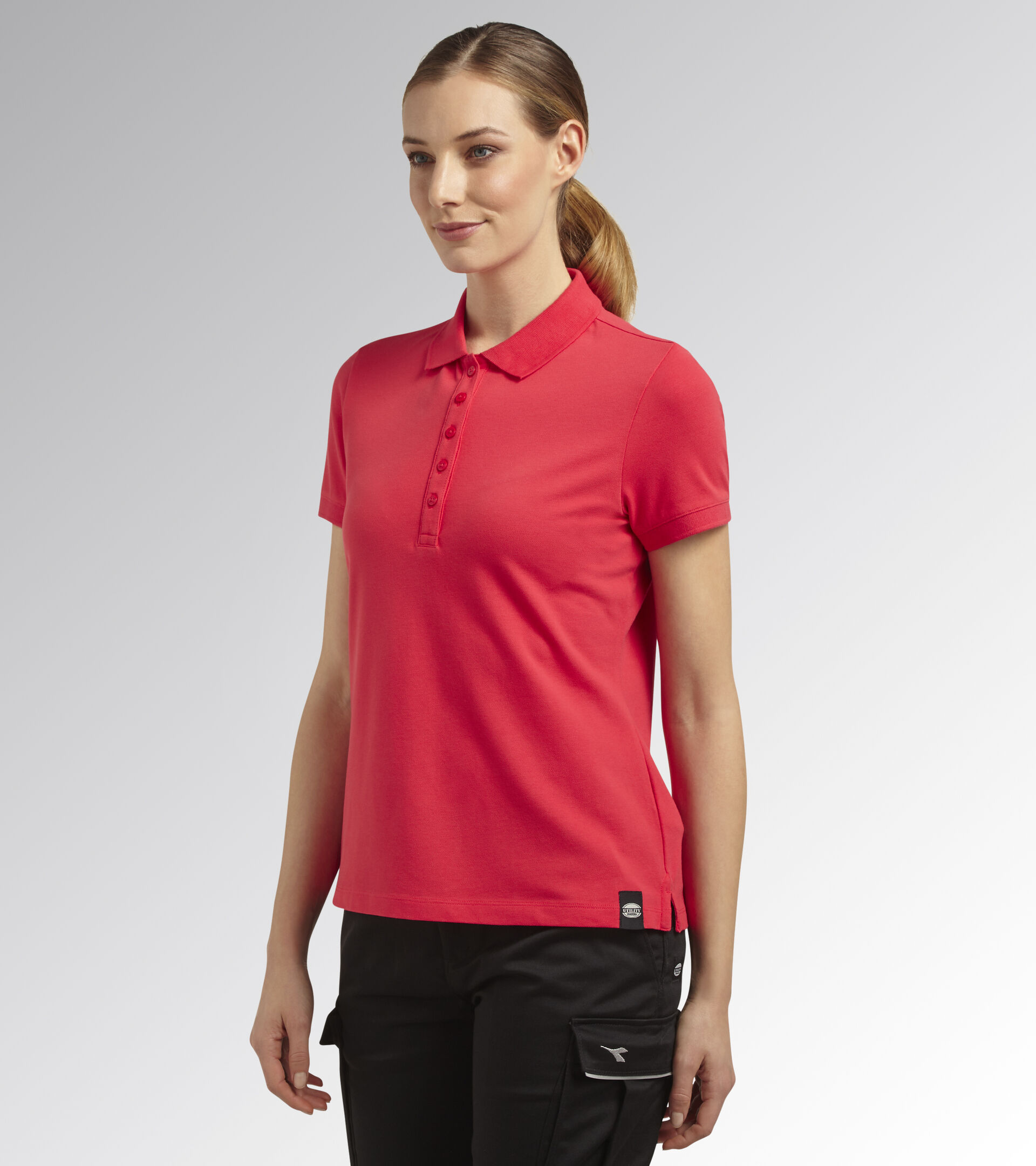 Short-sleeved work polo shirt - Women POLO MC ATHENA RED HIBISCUS - Utility
