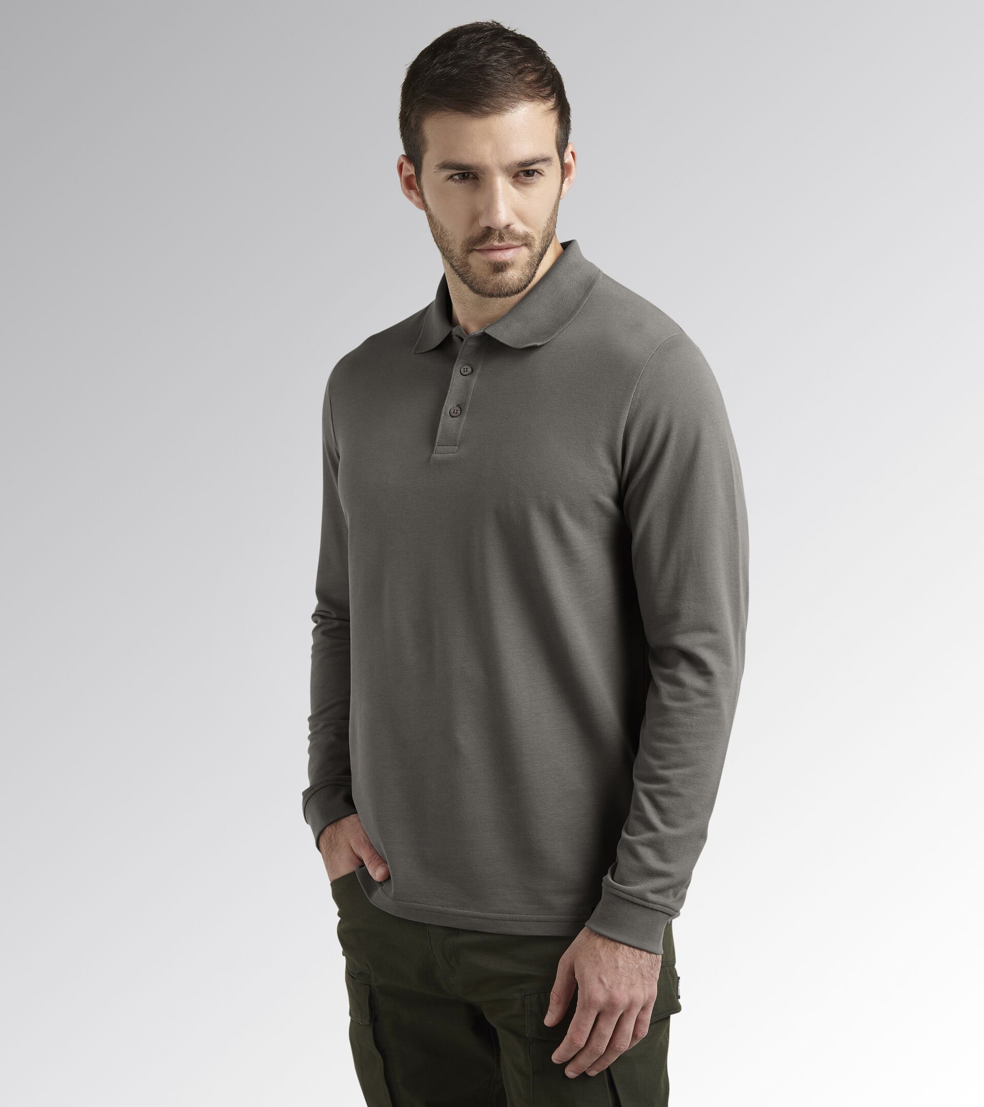 Polo manche longue de travail POLO ML ATLANTIS ORGANIC GRIS ACIER - Utility