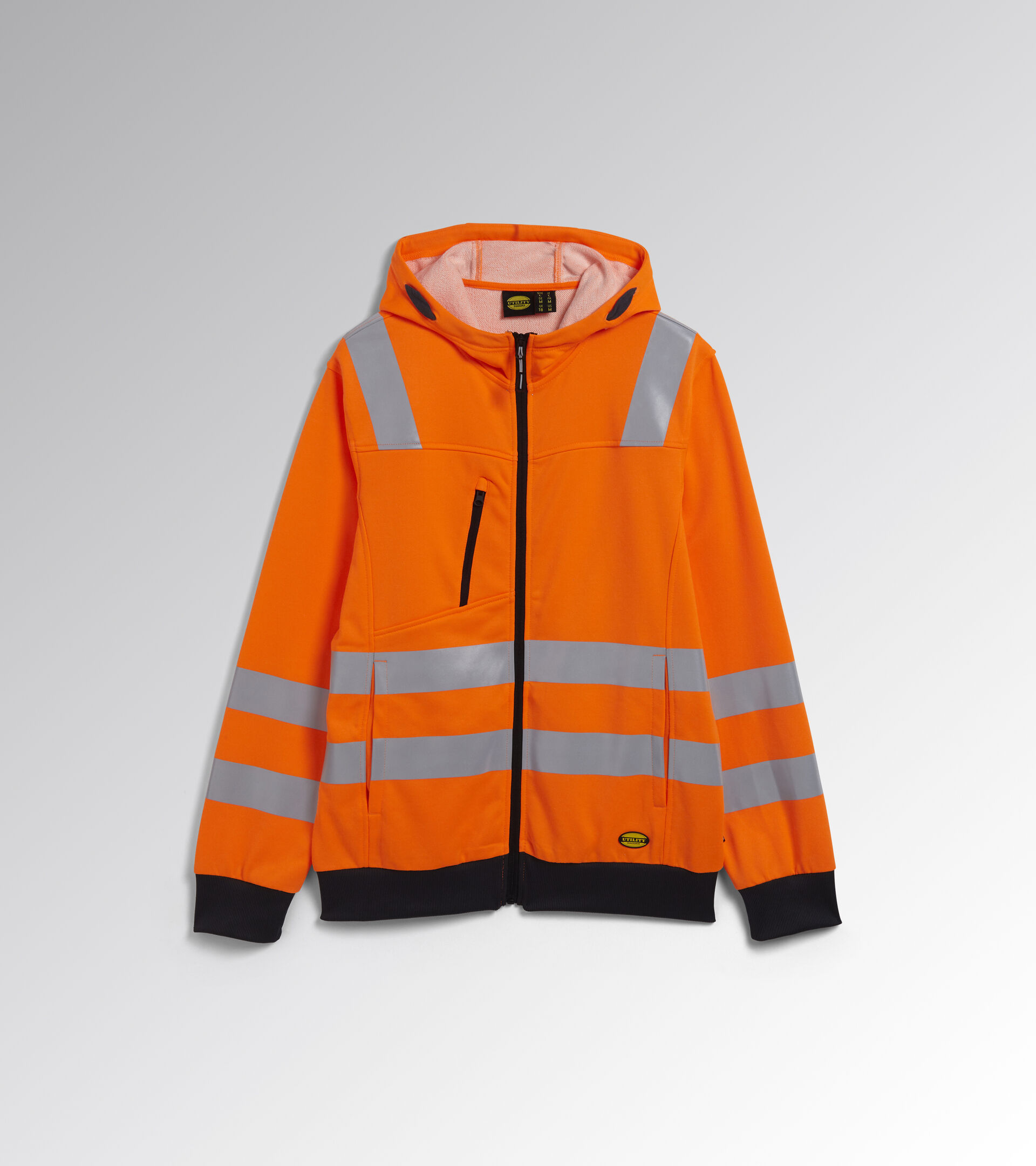 HOODIE FZ HV 20471:2013 2, FLUORESCENT ORANGE ISO20471, hi-res