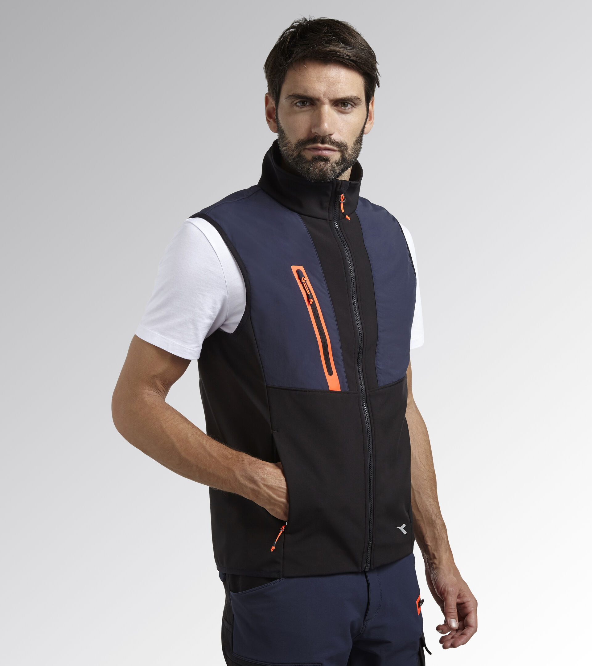 Work gilet VEST SOFTSHELL HYBRID BLACK/BLUE DENIM - Utility