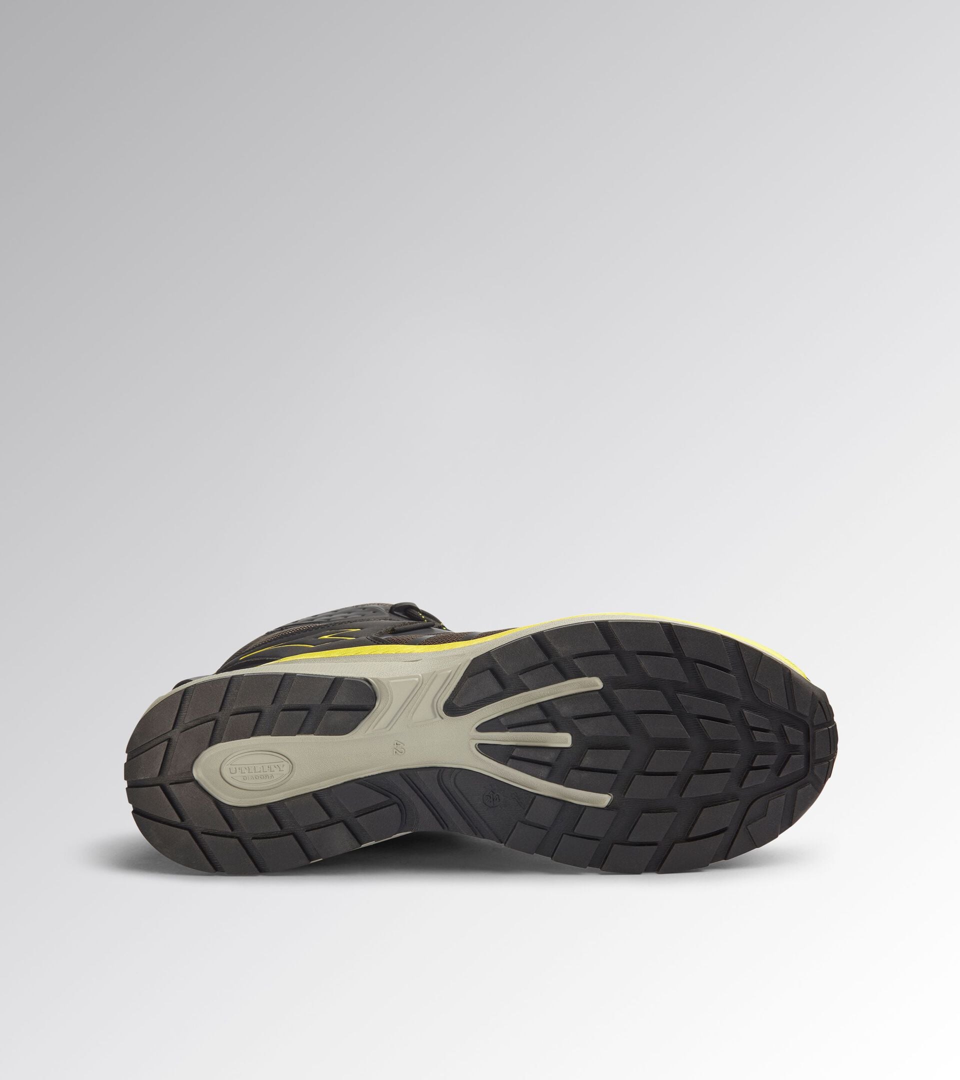 Water-repellent mid-top work shoes FREEDOM MID O6 BROWN GRAY/YELLOW UTILITY - Utility