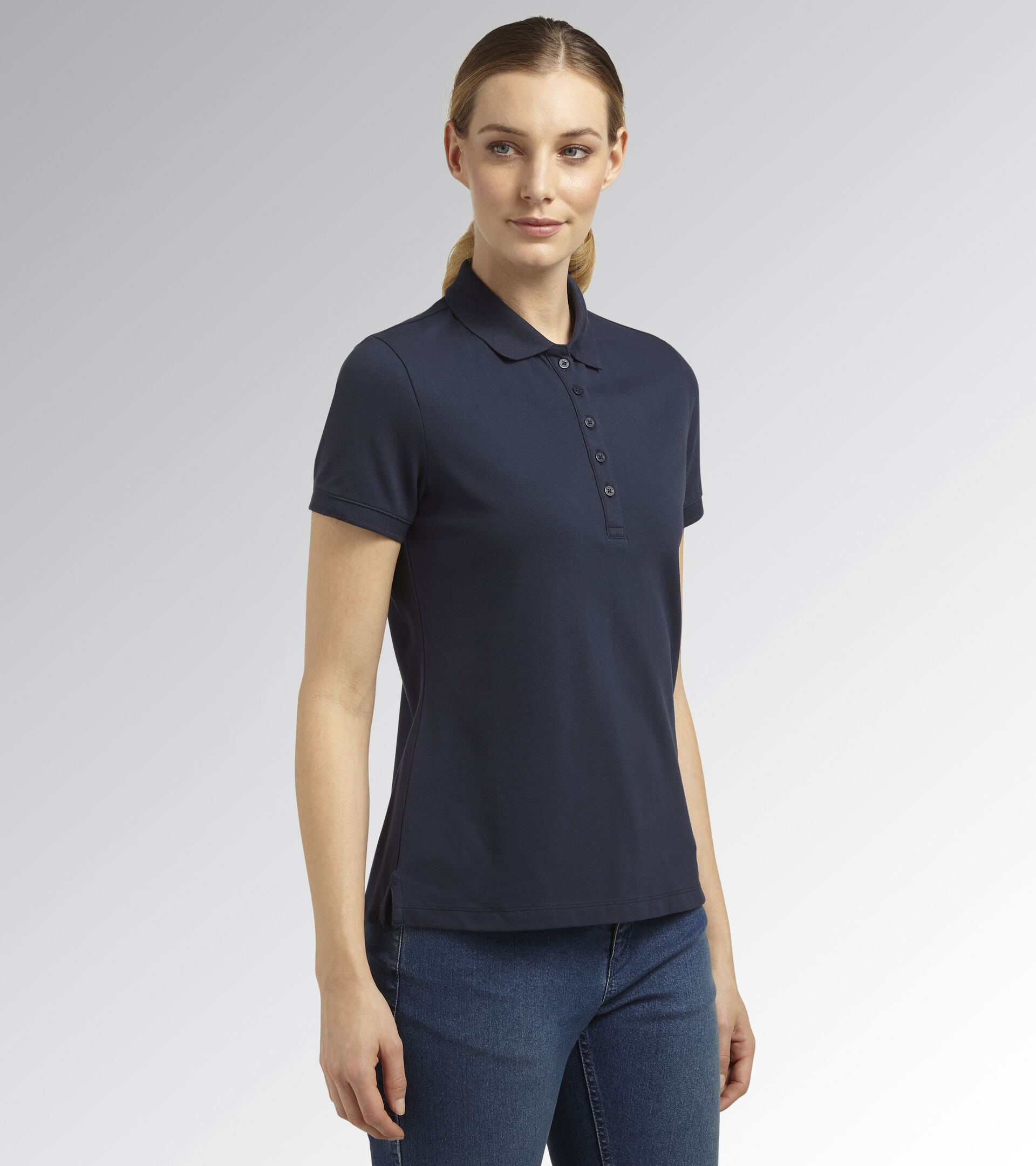 Short-sleeved work polo shirt - Women POLO MC ATHENA CLASSIC NAVY - Utility
