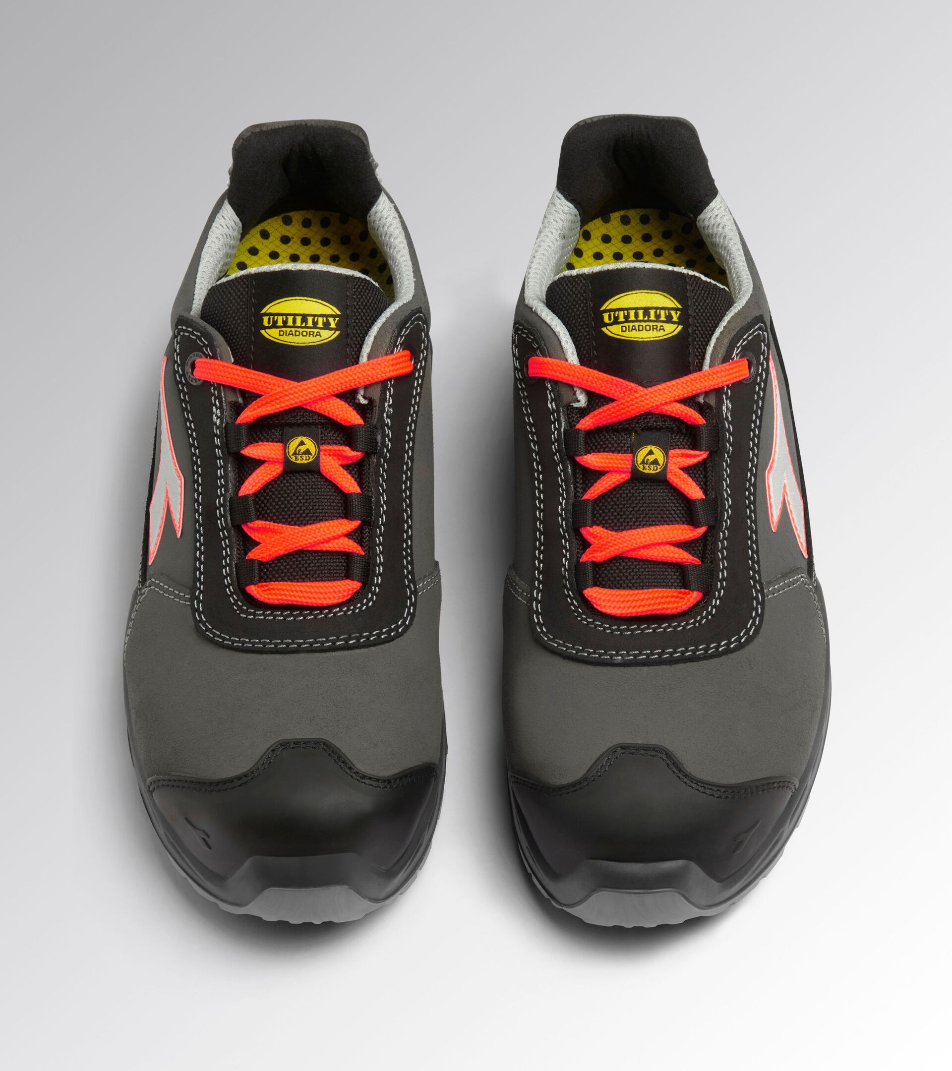 Low safety shoe SHARK STABLE IMPACT LEATHER LOW S3S FO SR SC ESD BLACK/RED FLUO - Utility