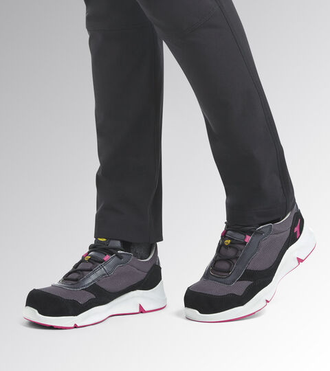 Niedriger Arbeitsschuh - frau ATHENA TEXT LOW S1PL FO SR ESD EISENGRAU/HIMBEEREROT - Utility