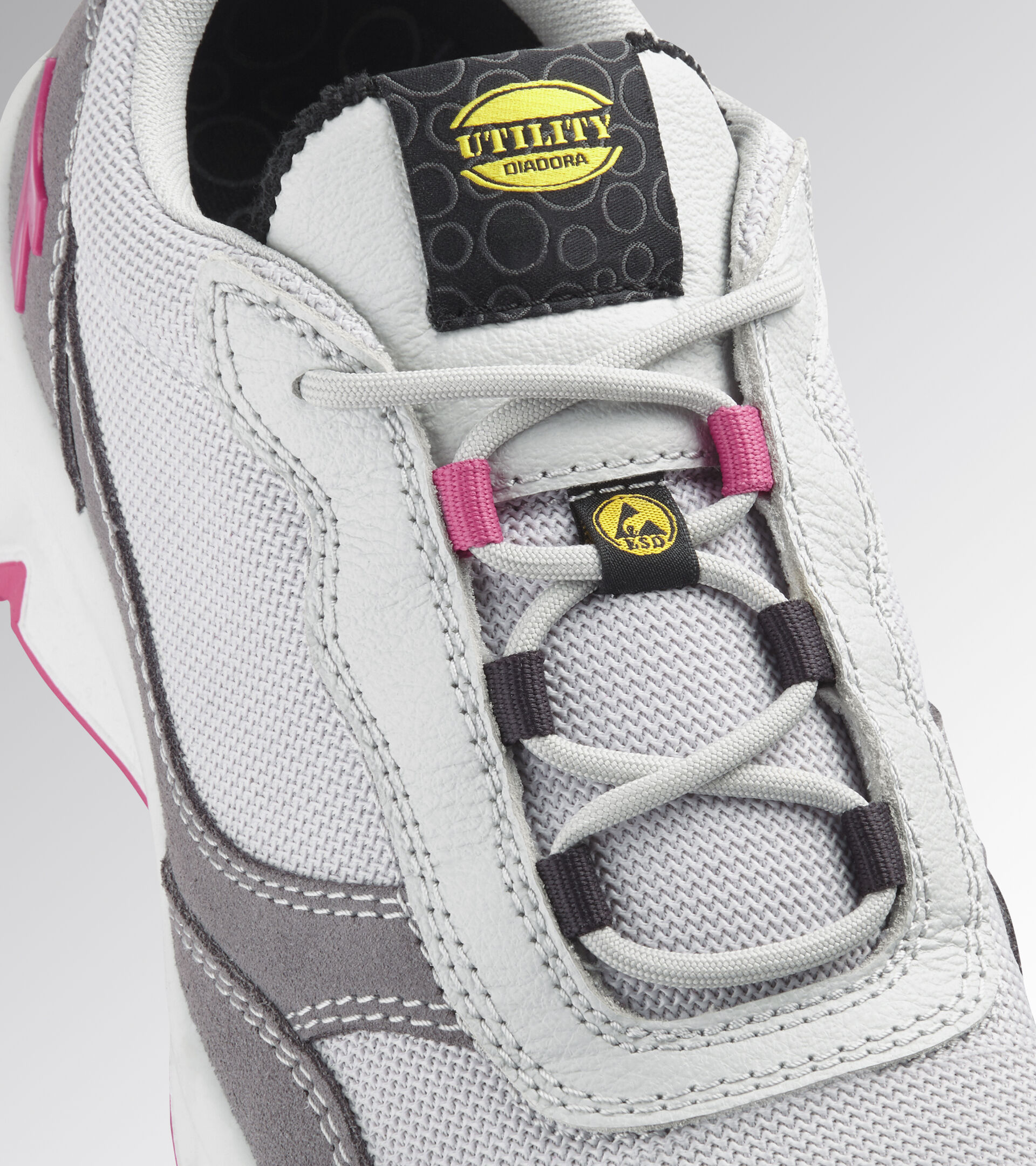 Low safety shoe - Women ATHENA TEXT LOW S1PL FO SR ESD GRAY VIOLET/RASPBERRY - Utility