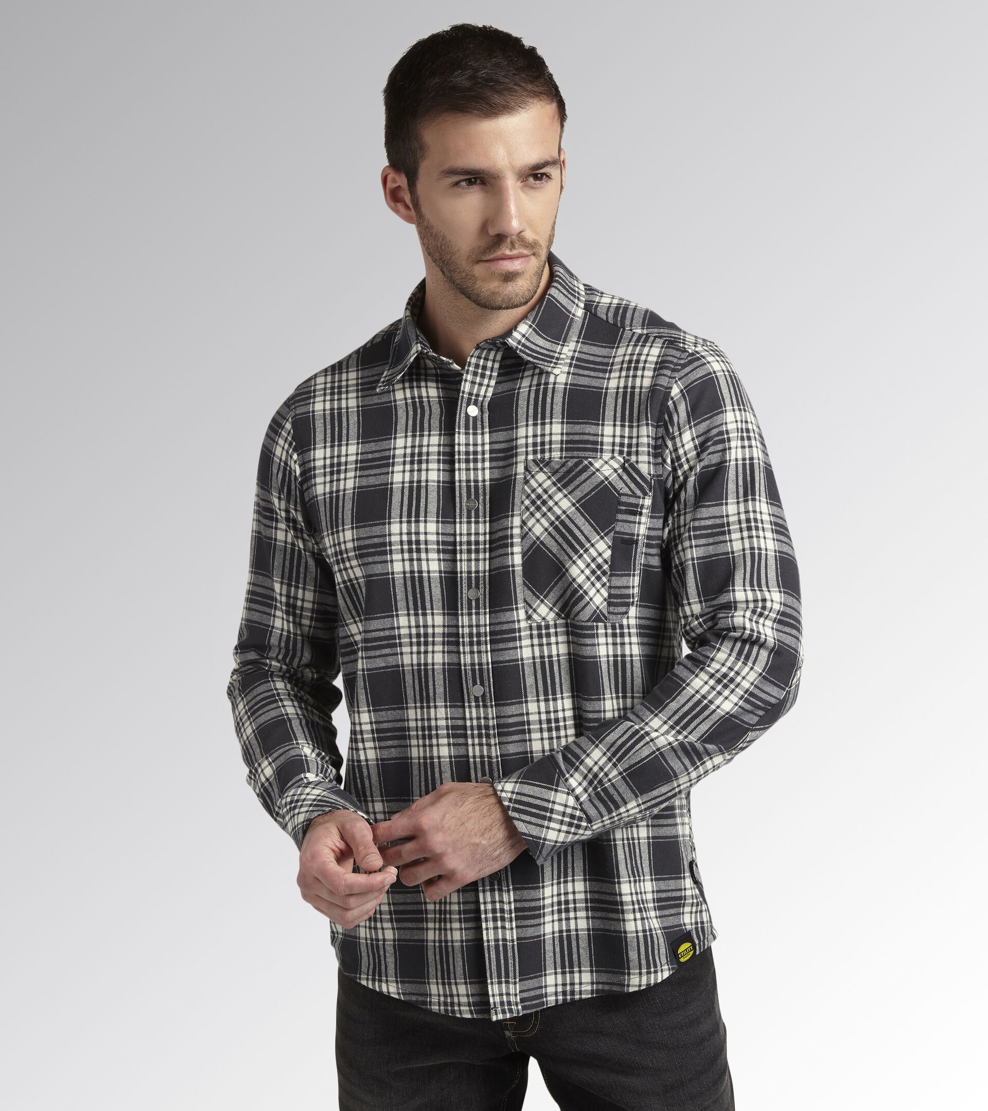 Work and safety shirt SHIRT CHECK BLACK/OFF WHITE - Utility