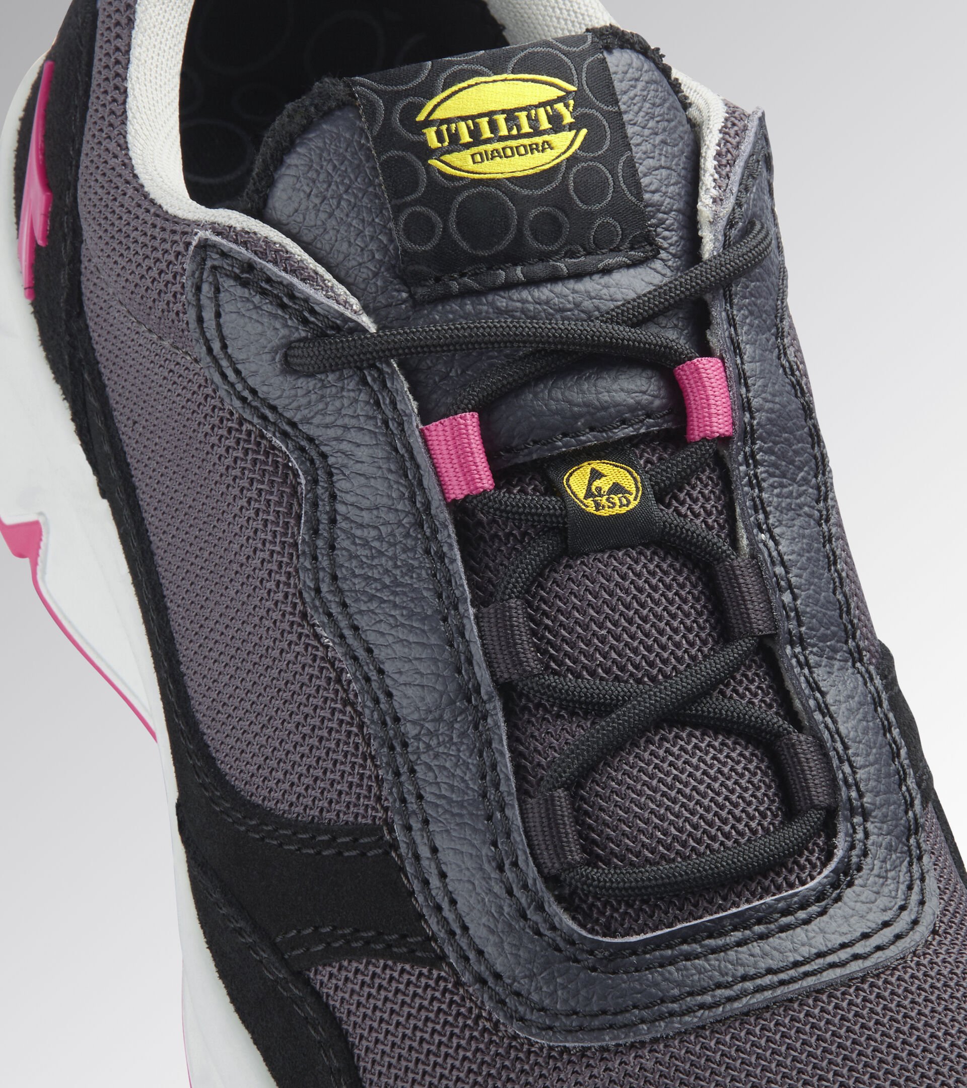 Low safety shoe - Women ATHENA TEXT LOW S1PL FO SR ESD NINE IRON/RASPBERRY - Utility