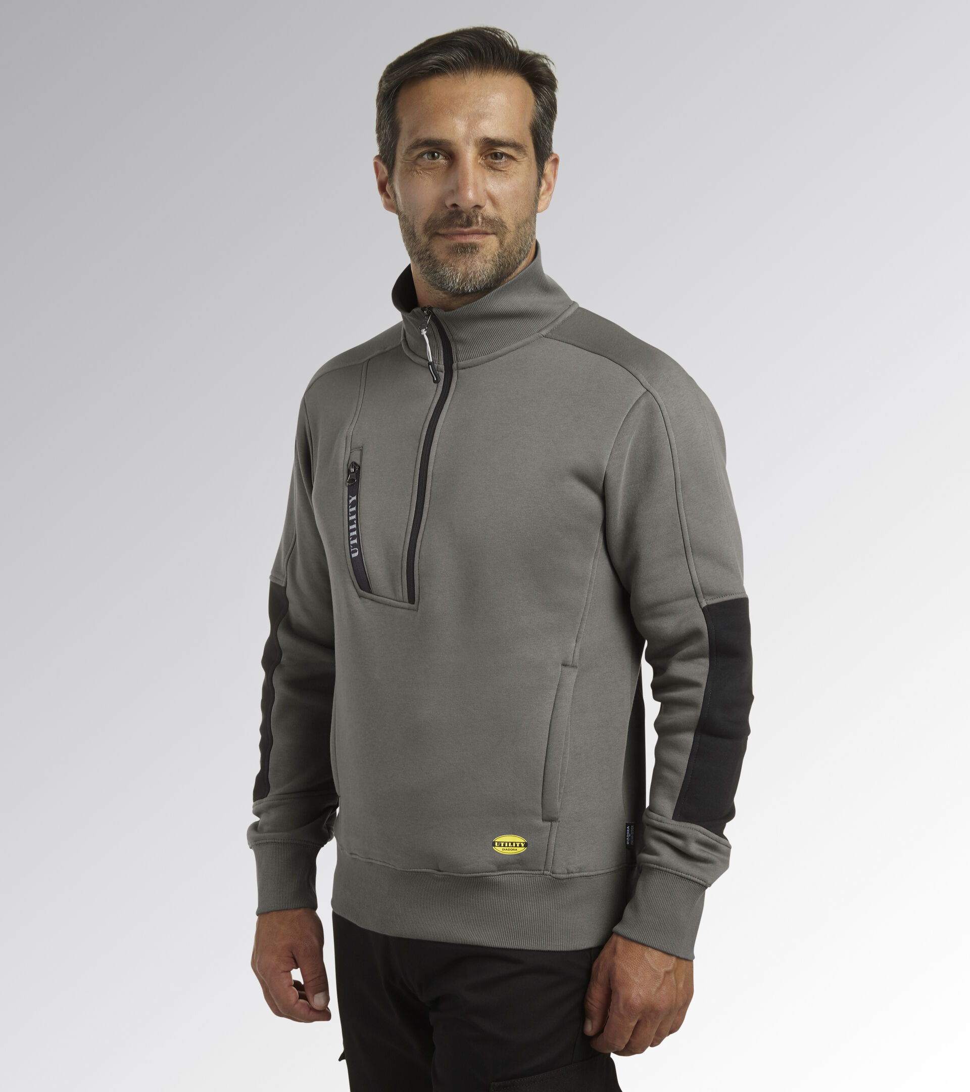Sweatshirt Diadora Utility Litework - Fermeture éclair, Poches, Molletonné - Homme, Coupe Sportive