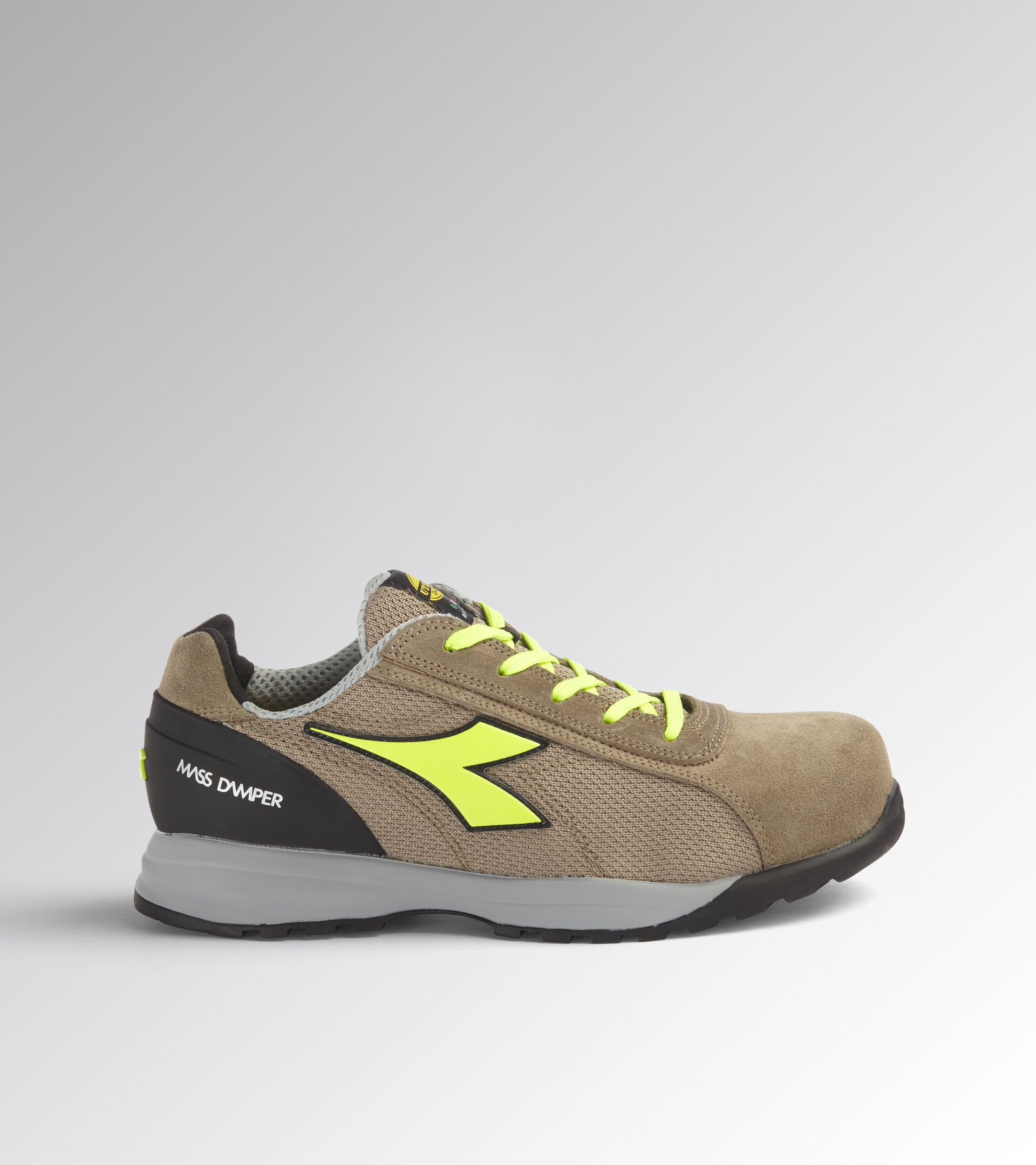 GLOVE MDS TEXT LOW S1P HRO SRC, BROWN TOBACCO/YELLOW FLUO, hi-res