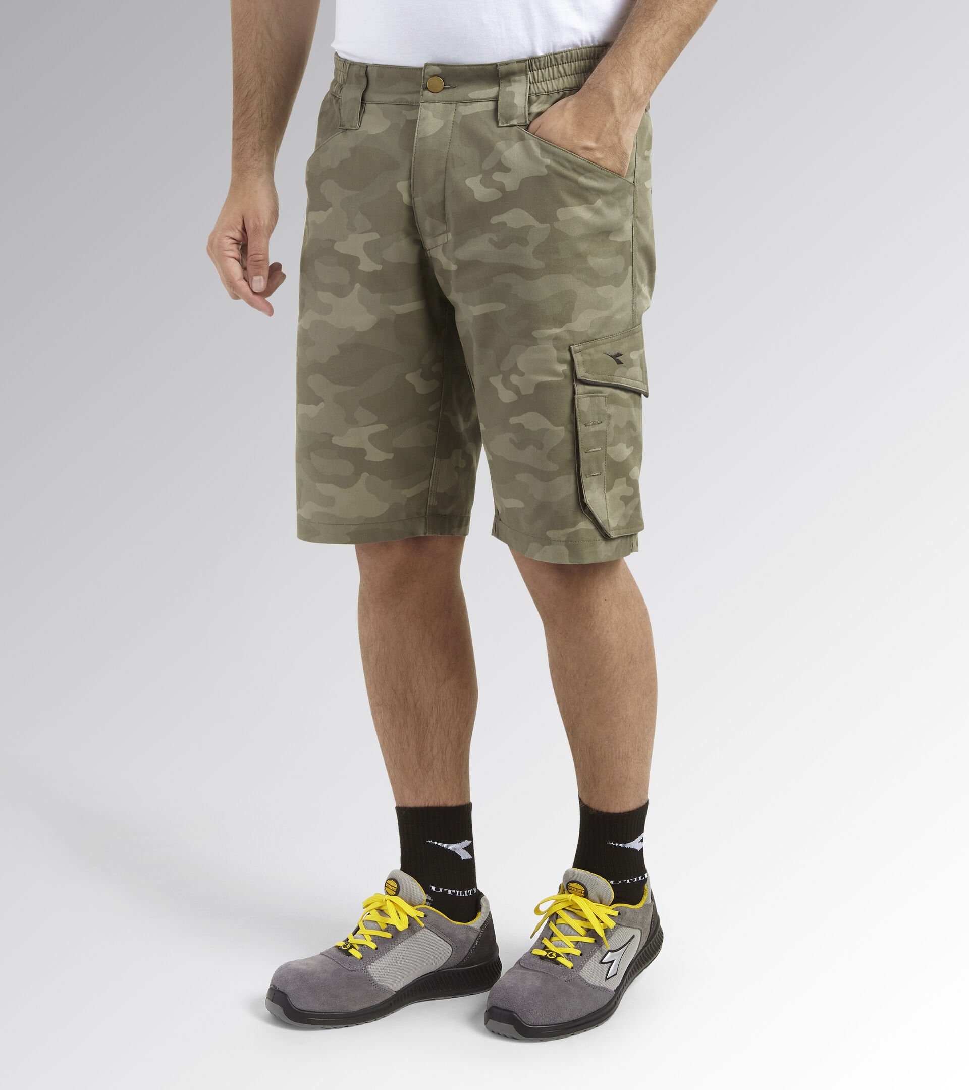 Arbeits-Bermuda-Shorts BERMUDA POLY CAMO ALUMINIUM - Utility