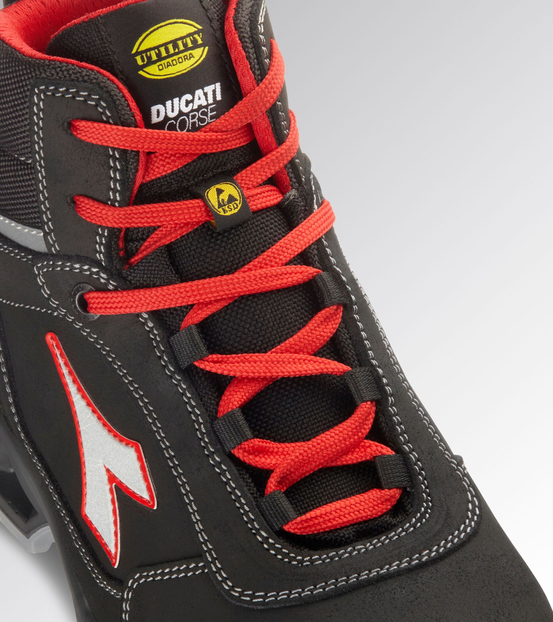 High safety shoe - Diadora Utility x Ducati Corse SHARK ENGINE MID S3S FO SR ESD BLACK/RED - Utility