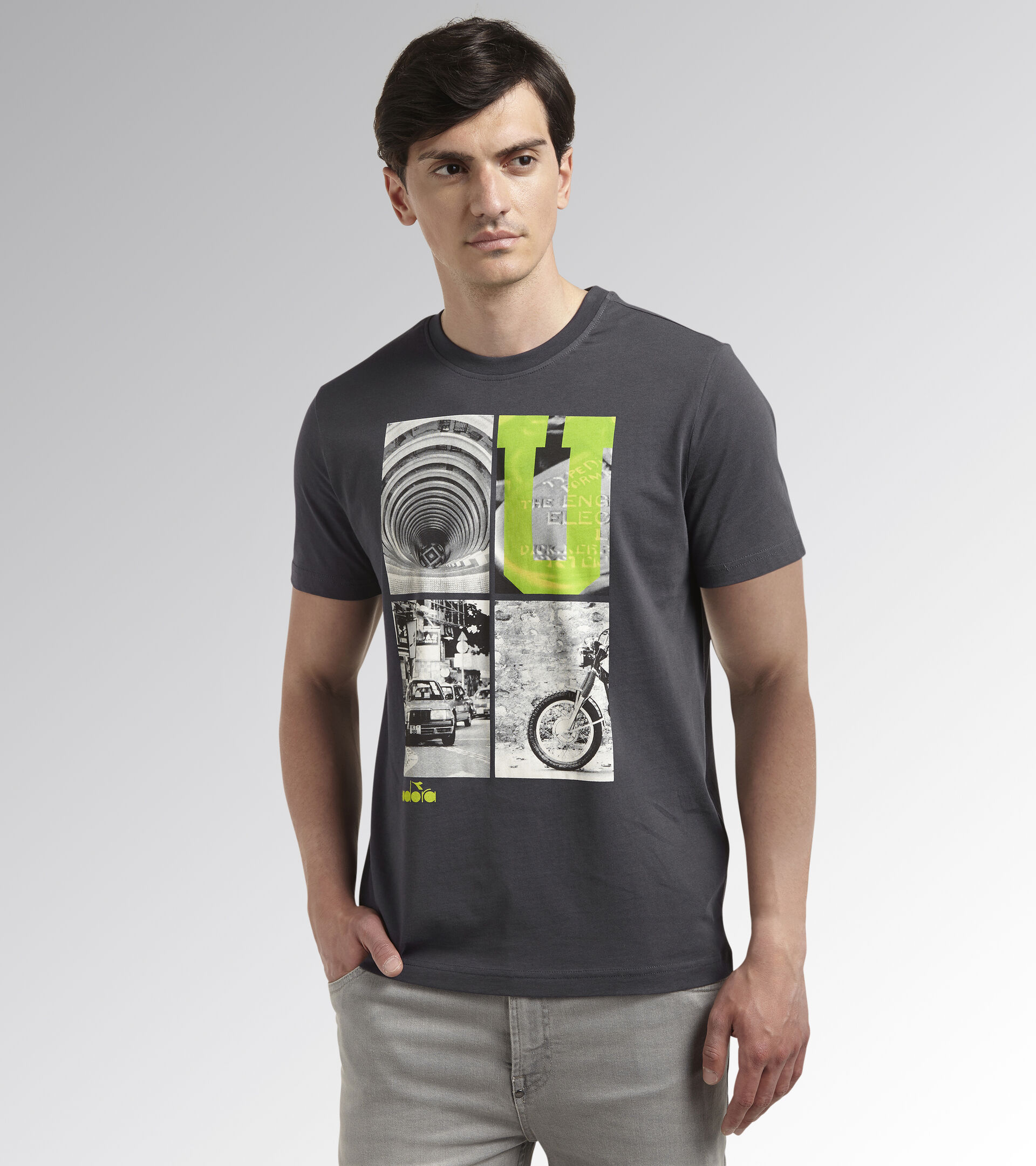 T-SHIRT GRAPHIC ORGANIC, GRIS PERISCOPIO, hi-res