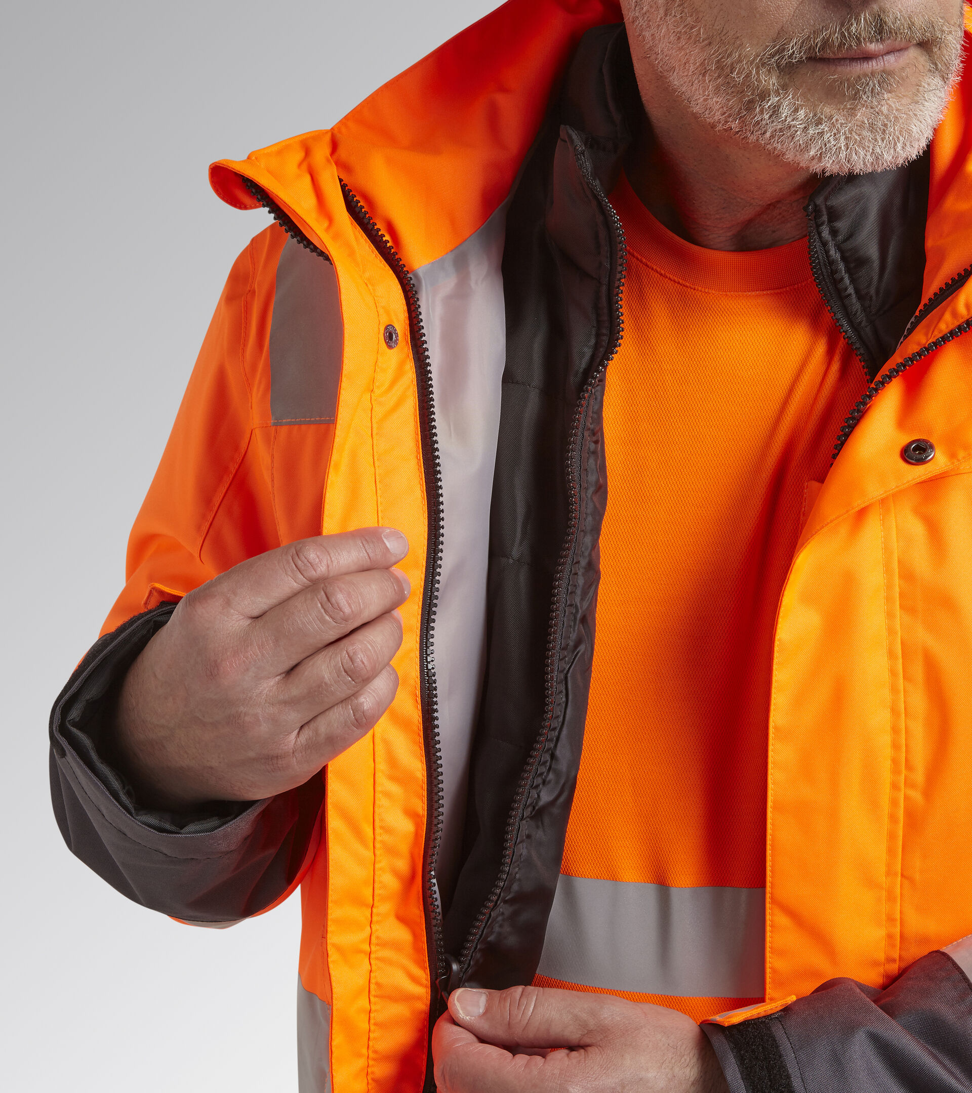 Work jacket HV JACKET ISO 20471 FLUORESCENT ORANGE ISO20471 - Utility