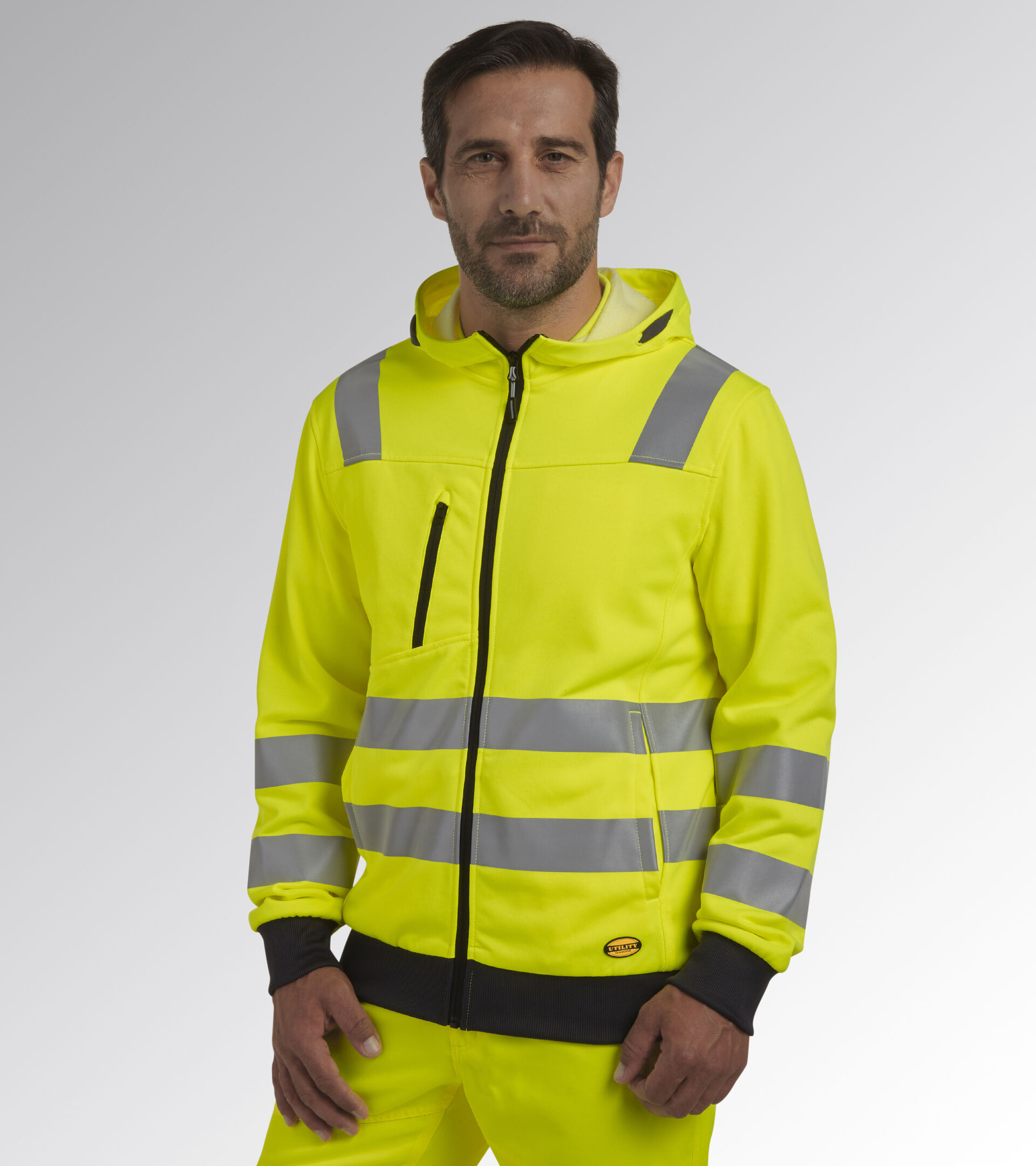 HOODIE FZ HV 20471:2013 2, FLUORESCENT YELLOW ISO20471, hi-res