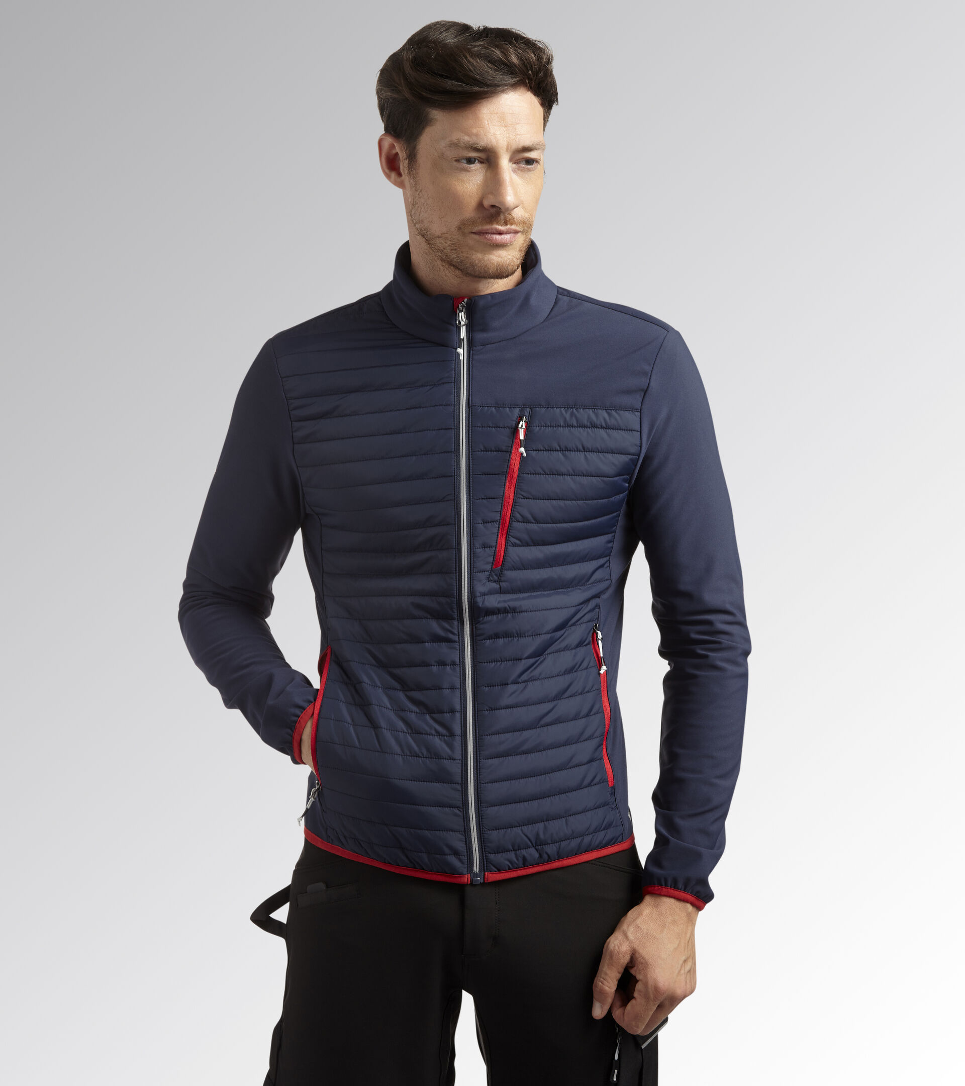 HYBRID SWEAT-JACKET COLOR BLOCK, SAMBA/DARK SAPPHIRE, hi-res
