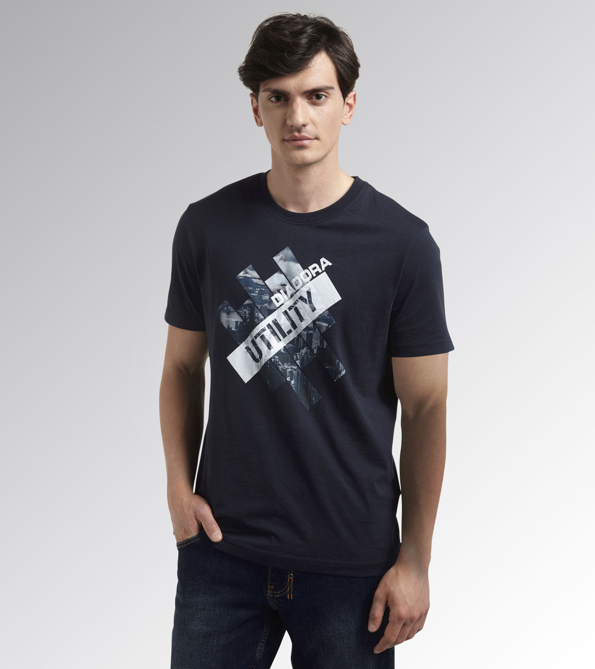T-SHIRT GRAPHIC ORGANIC, BLUE/DEEP SPACE, hi-res