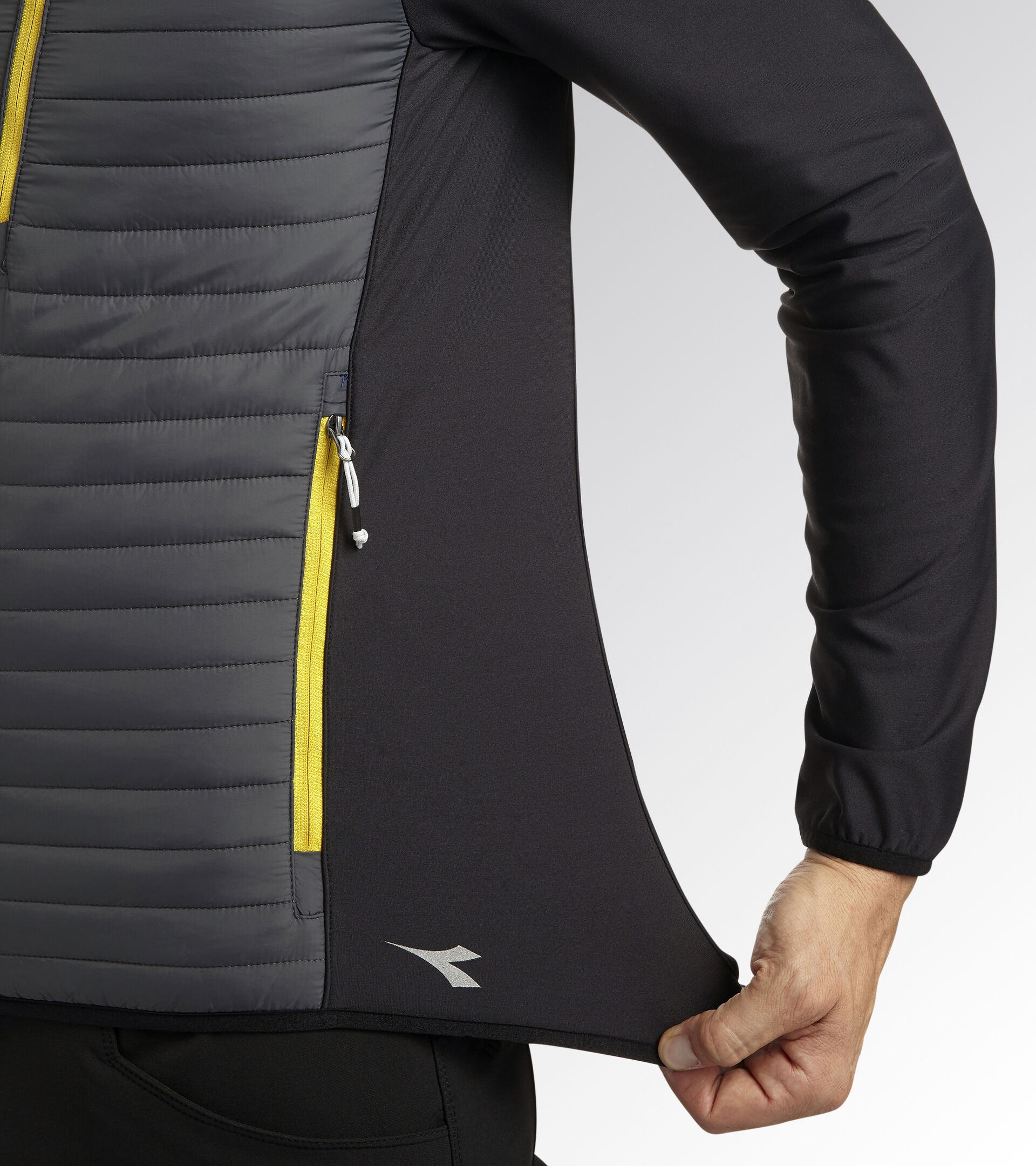 HYBRID SWEAT-JACKET COLOR BLOCK, BLK/FOREST NIGHT/YELLOW FLOWER, hi-res