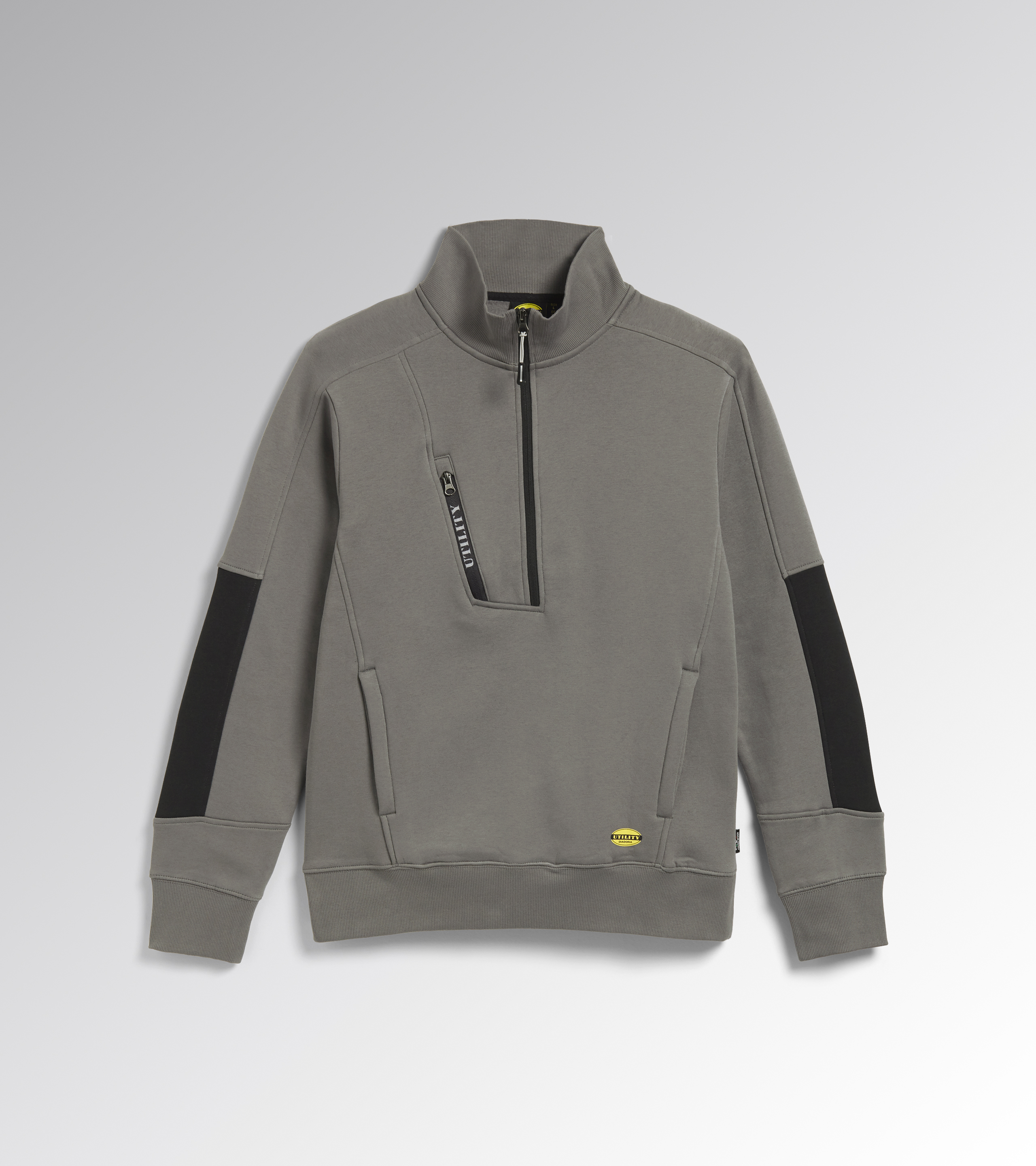 Felpa Con Cerniera Diadora Hz Litework Uomo, Cotone E Poliestere, Inserti Laterali Neri - Made In Italy